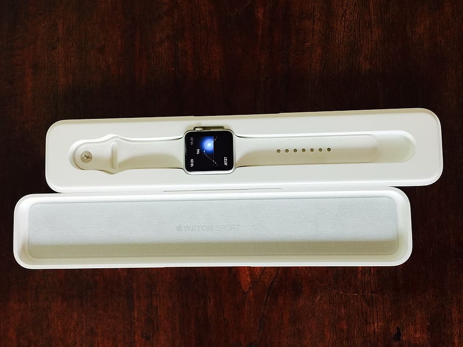 apple, watch, clock, white, sport, osx, iphone, table, indoors HD wallpaper