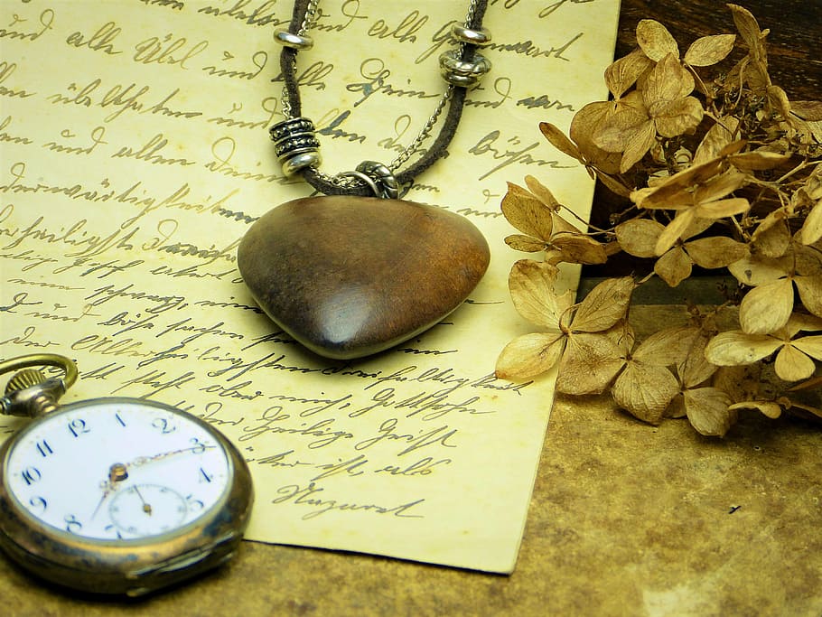 hd-wallpaper-silver-colored-pocket-watch-near-brown-heart-pendant