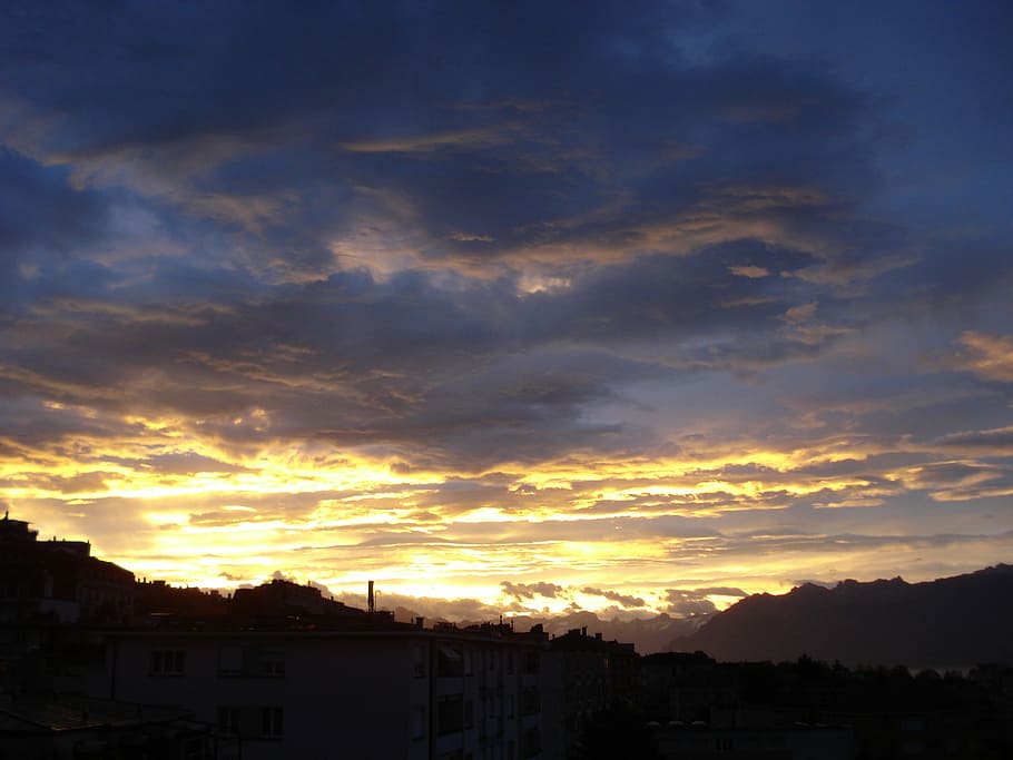 dawn, sky, sun, light, lausanne, switzerland, sunrise, sunset HD wallpaper