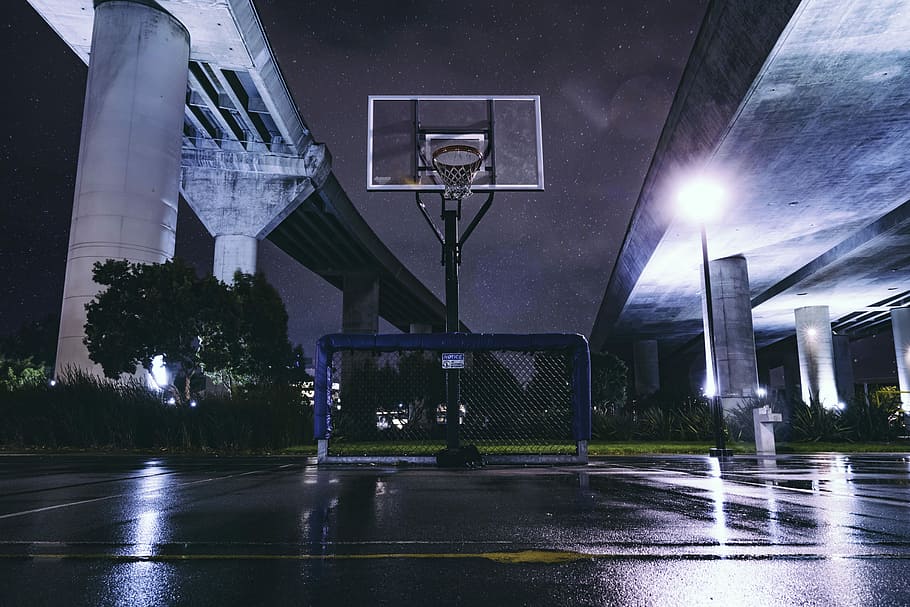 wet basketball court