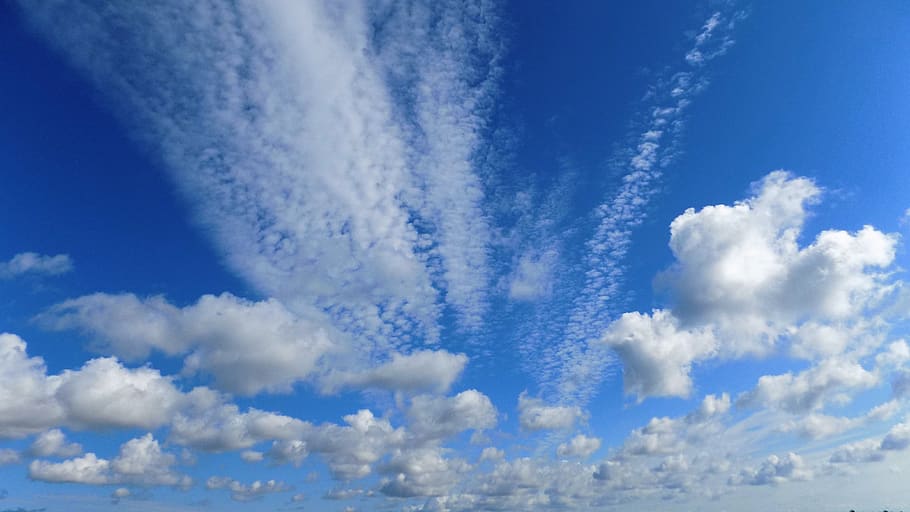 clouds, wind, weather, white, blue, sky, cloud - sky, cloudscape HD wallpaper