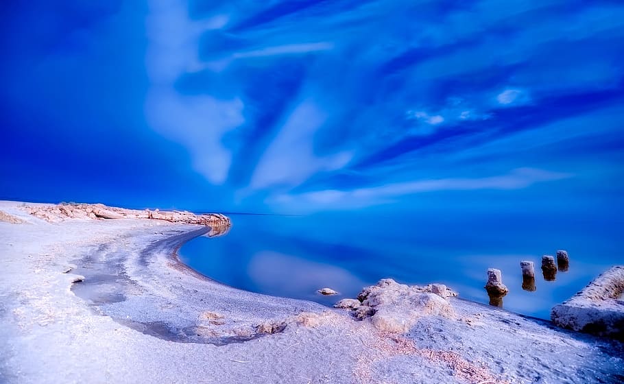 landscape art, salton sea, california, sky, clouds, desert, barren, HD wallpaper