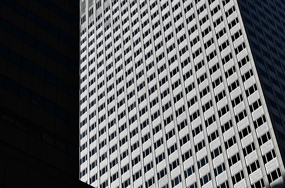gray high-rise building, structural photography of skyscraper HD wallpaper