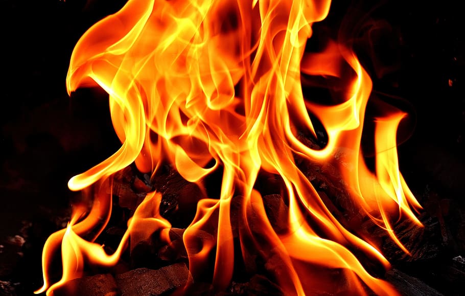Fire, Flame, Carbon, Burn, Hot, Mood, campfire, fireplace, grill HD wallpaper