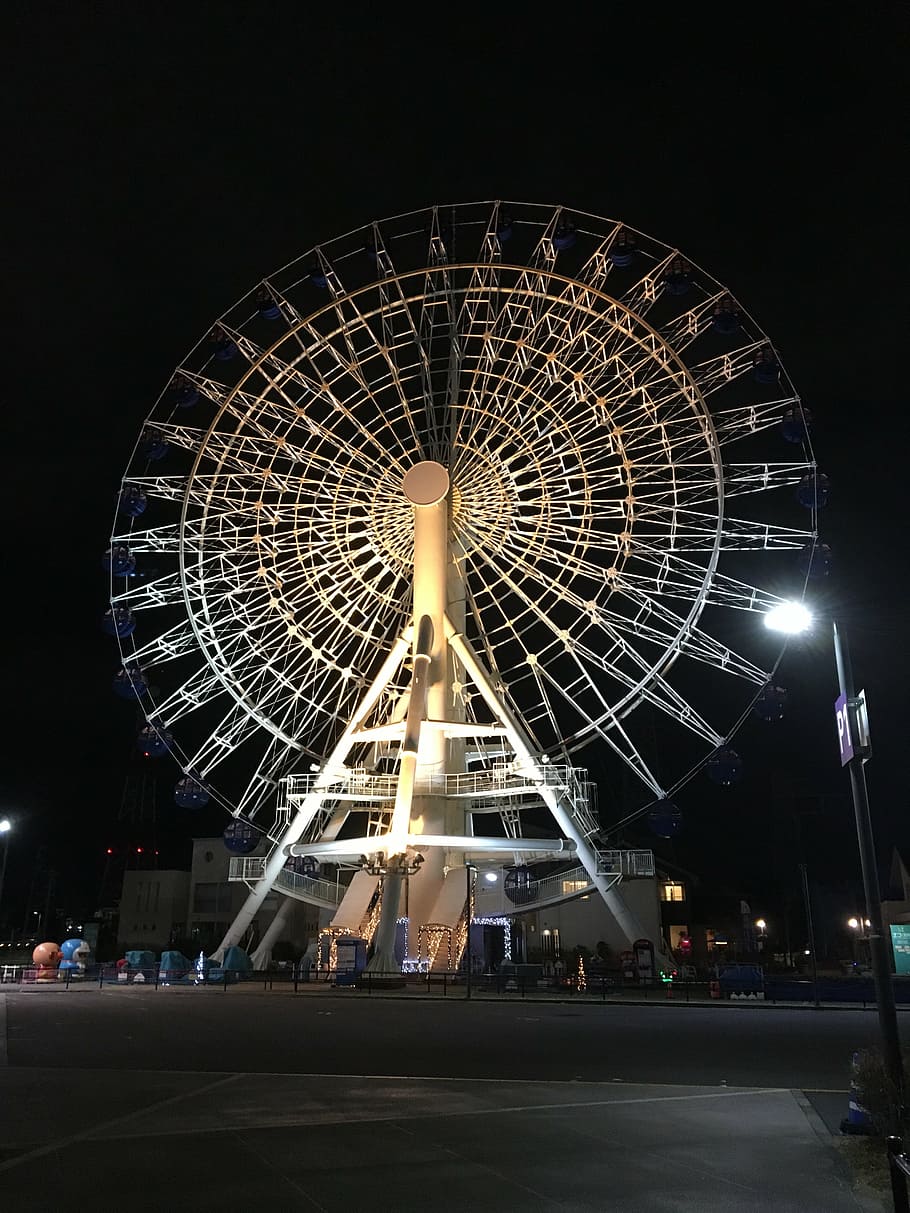 light up, night view, ferris Wheel, illuminated, amusement park HD wallpaper