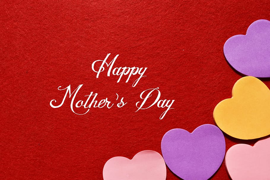 happy mother's day text on red background, birthday, bow, card HD wallpaper