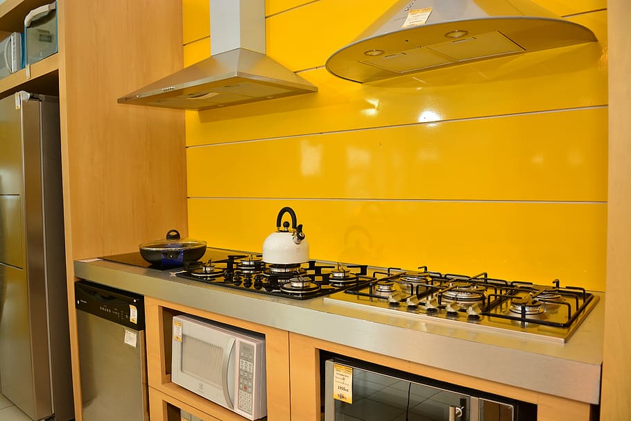 kitchen, burner, yellow, stove, domestic Kitchen, appliance HD wallpaper
