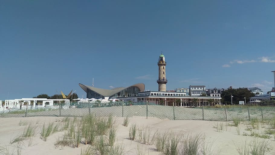 rostock, warnemünde, beach, built structure, architecture HD wallpaper