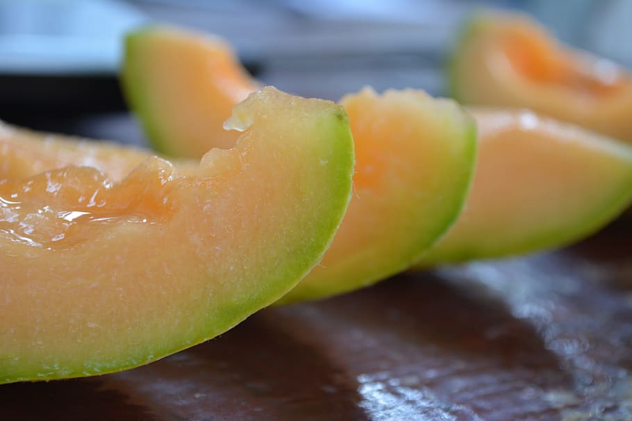 melon slices, Pieces, Yellow, melon into pieces, fruit, freshness HD wallpaper