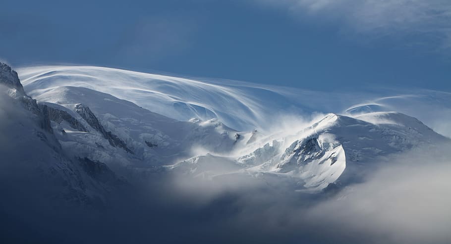 snowy mountain, nature, panoramic, winter, ice chamonix mont-blanc, HD wallpaper