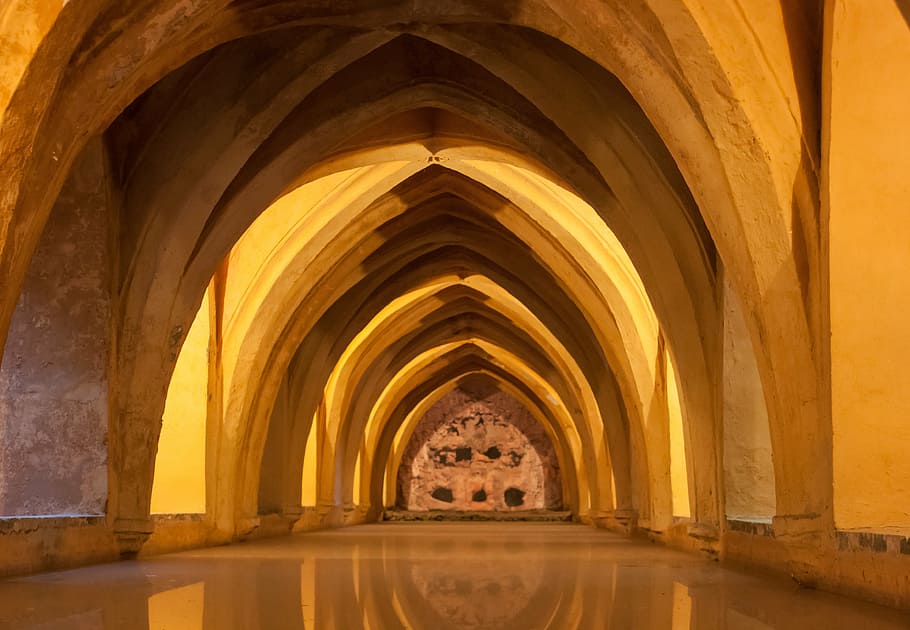 granada, reflection, water, arch, architecture, no people, built structure HD wallpaper