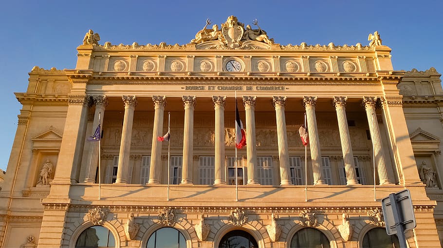 building, facade, architecture, ancient, chamber of commerce HD wallpaper