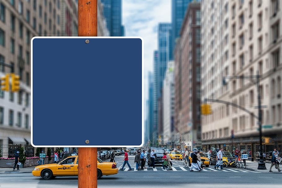 blue and white road signage, shield, board, empty, traffic sign HD wallpaper
