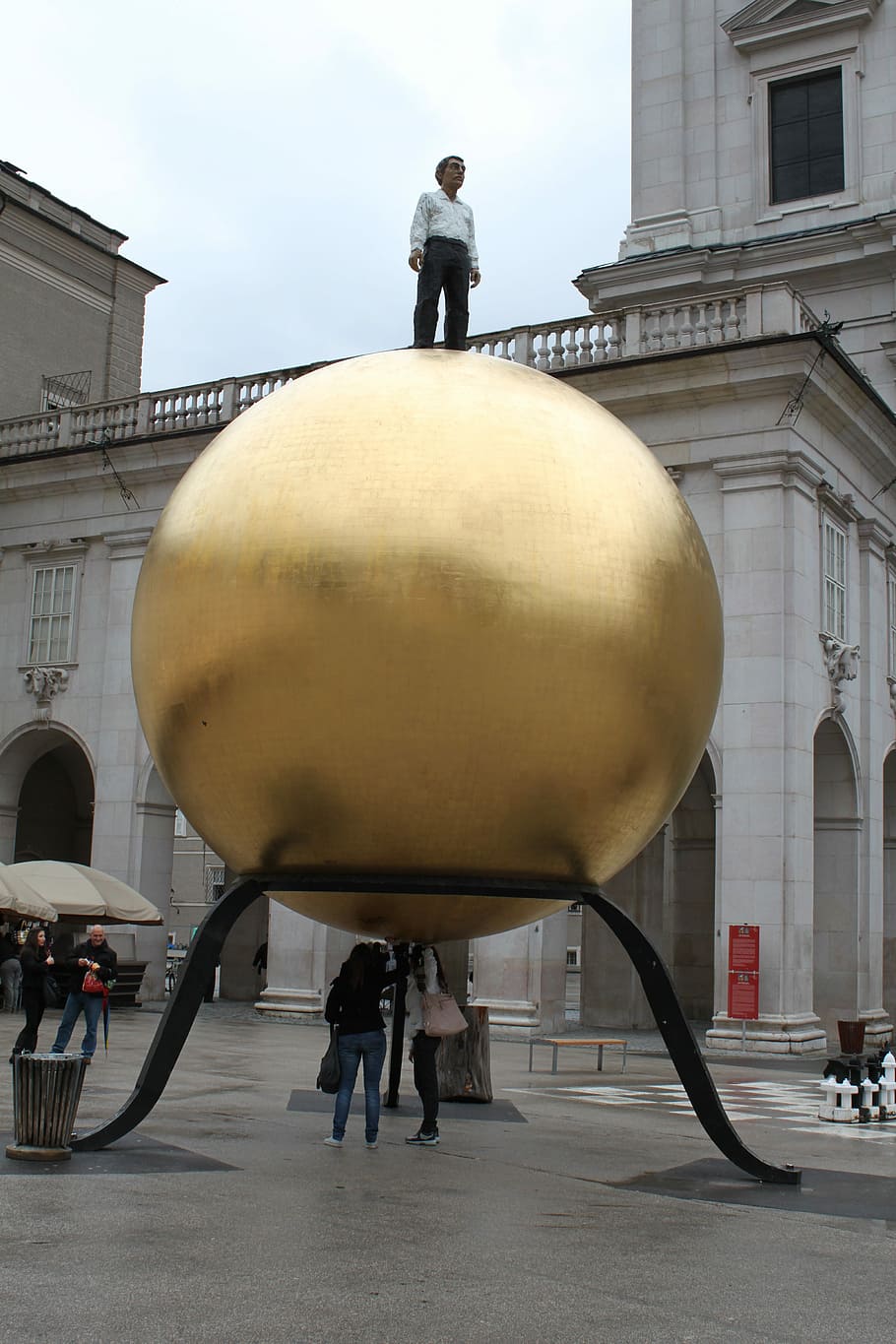 Ball, Balls, Gold, gold ball, large, art, object, small, shiny, HD wallpaper
