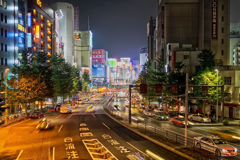 city buildings during night time, tokyo, japan, cities, urban, HD wallpaper