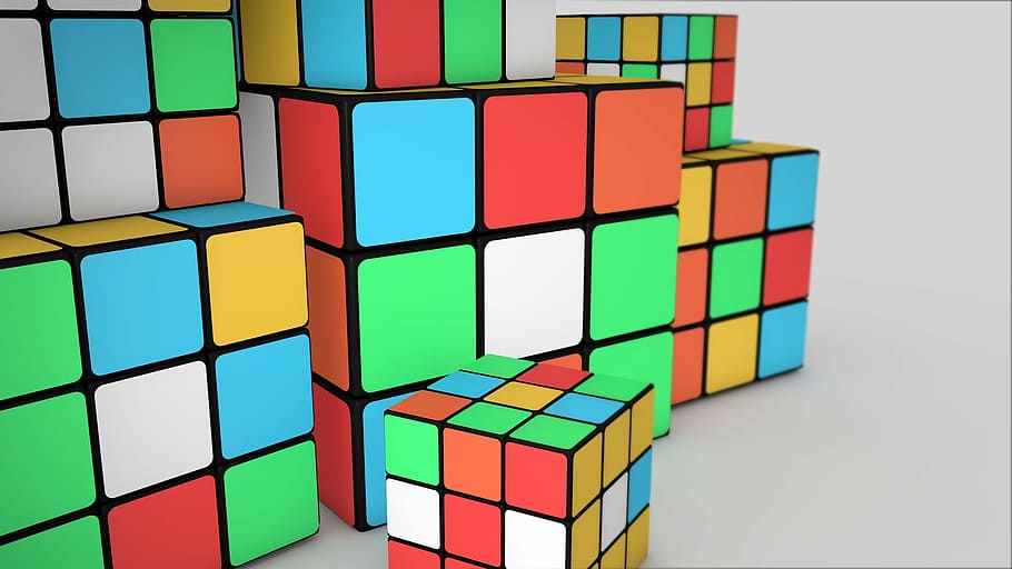 cube, geometric, business, multi colored, shape, studio shot HD wallpaper