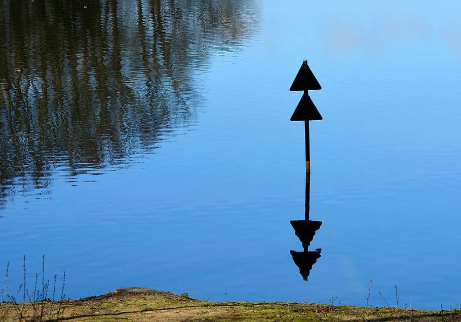 nautical, daymark, mirroring, shield, water, water routes, nature HD wallpaper
