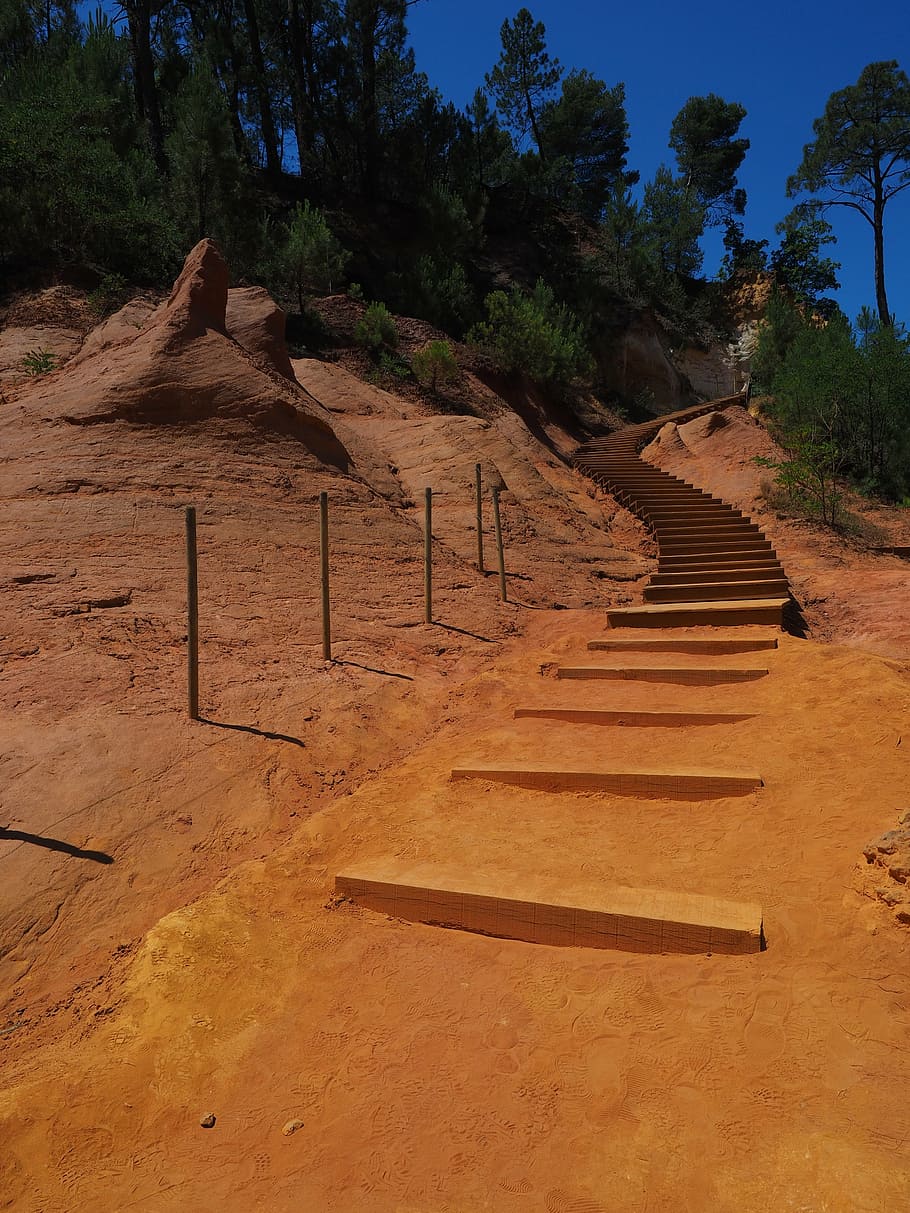 stairs, gradually, nature park, rise, emergence, ocher rocks