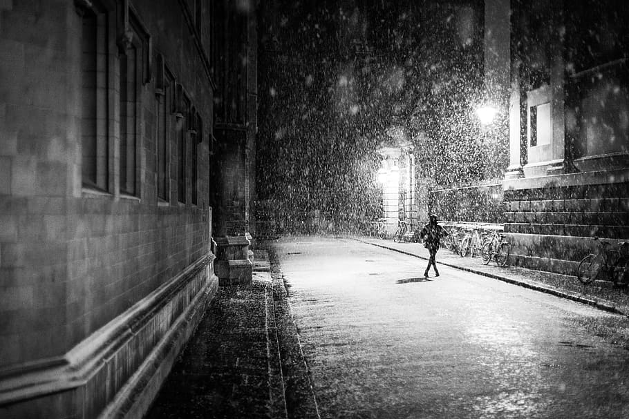 person, walking, outside, city, urban, snow, rain, dancing, falling, HD wallpaper
