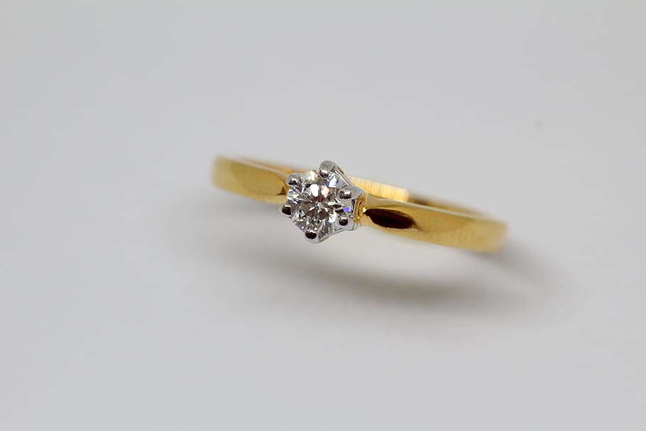 diamond and gold solitaire ring, jewelry, diamond ring, marriage