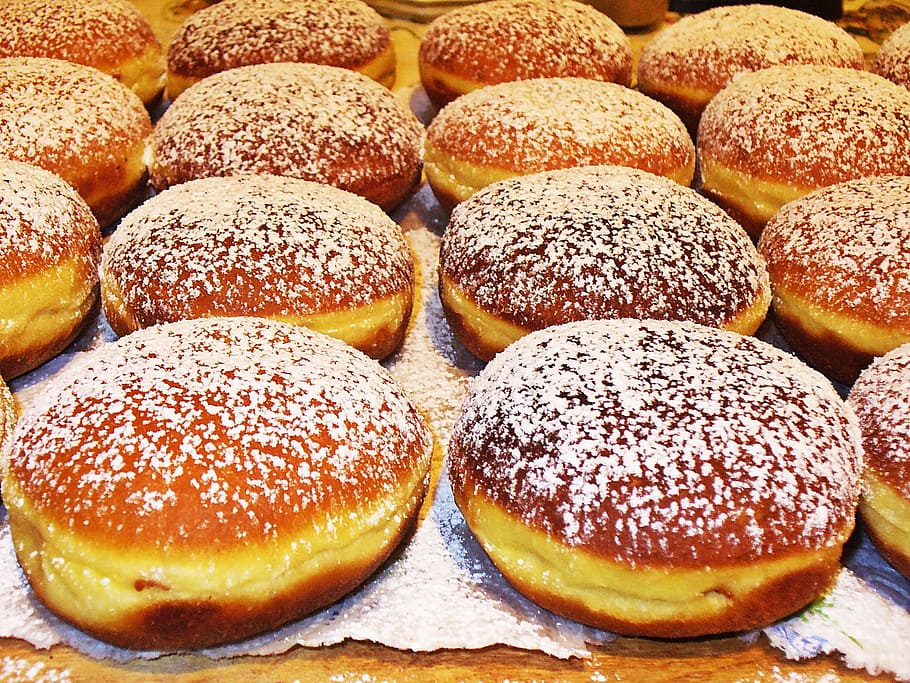 round baked breads, donuts, cakes, bakery, sweets, food, pastries
