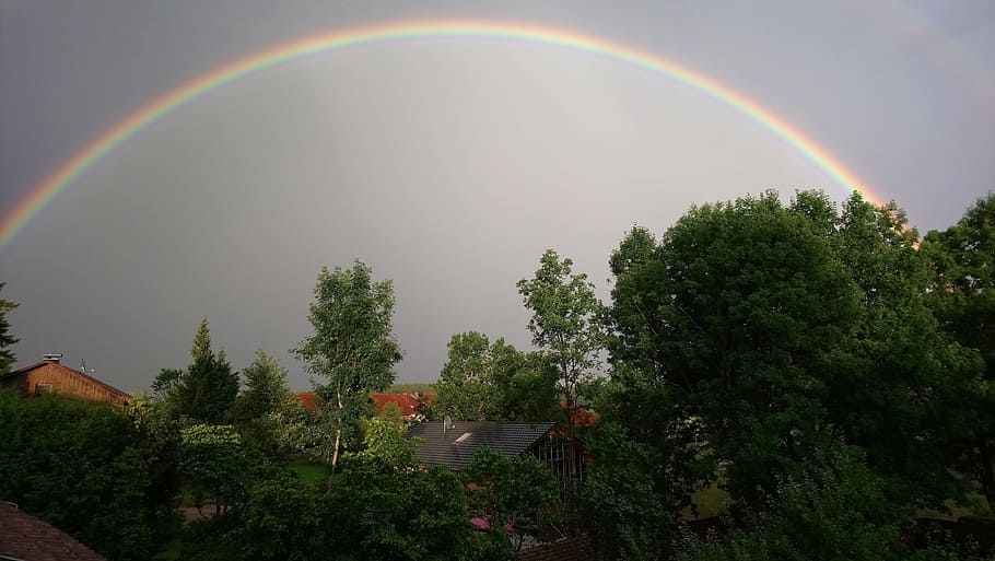 Summer Thunderstorm, Thunderstorm, rainbow, sky, nature, weather HD wallpaper