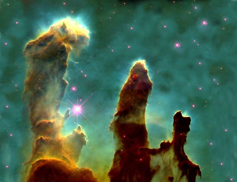 brown hill painting, eagle nebula, ic 4703, fog, open sternhaufen