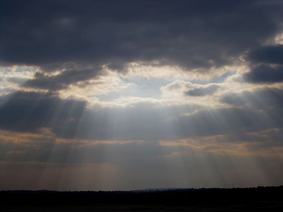 Online crop | HD wallpaper: sun ray on cloudy sky, Clouds, Dense, Dark ...
