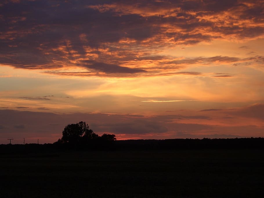 sunset, abendstimmung, twilight, sky, cloud - sky, tranquil scene HD wallpaper