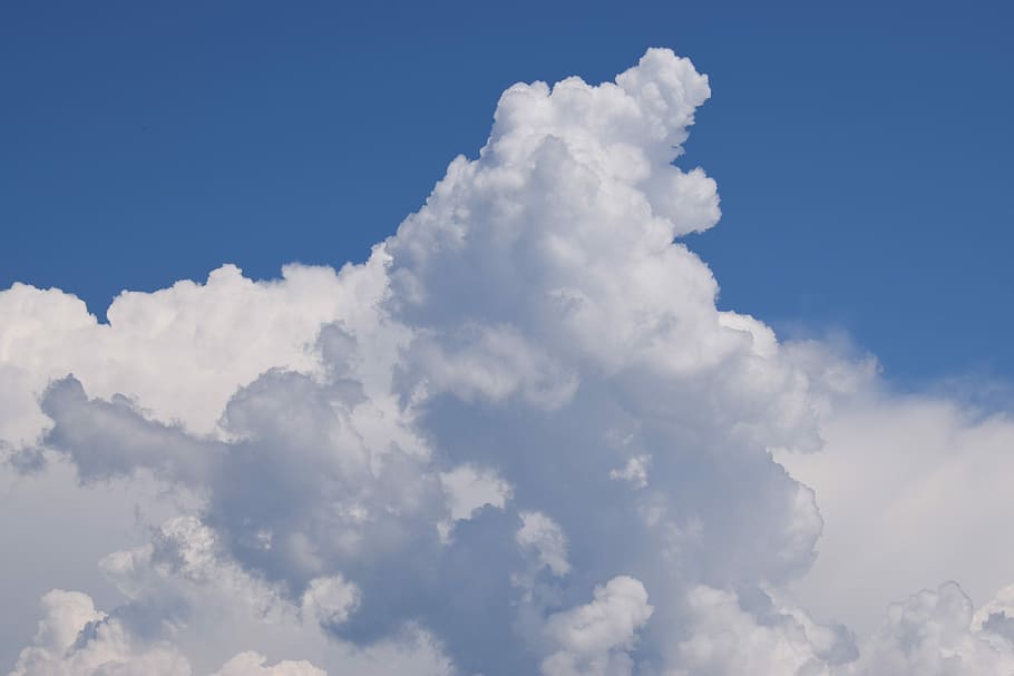 Clouds, Sky, Blue, Puffy, White, cloud - sky, backgrounds, cloudscape HD wallpaper