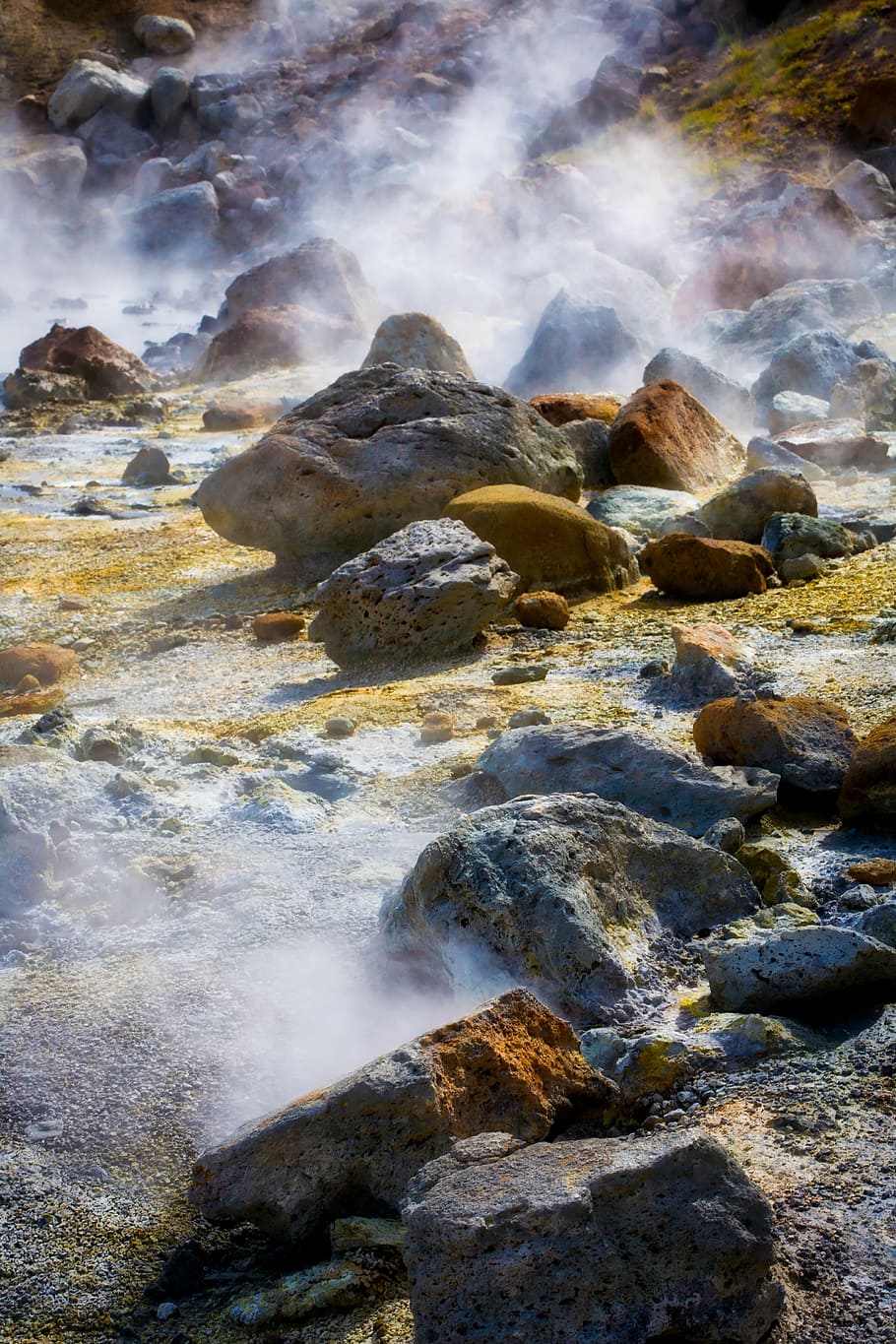 volcano, volcanic, rock, hot spring, hot springs, thermal, earth, HD wallpaper