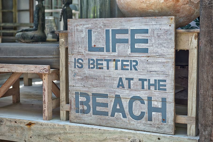 Life is better at the beach sign, fun, summer, vacation, sea HD wallpaper
