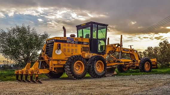 machine, tractor, heavy, wheel, grader, heavy machine, vehicle HD wallpaper