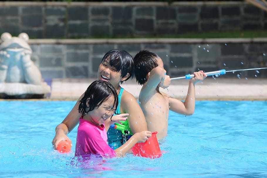 Game, Kids, Paddle, Hot Springs, happy, swimming pool, water, HD wallpaper