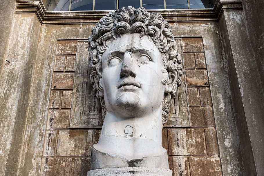 Caesar Augustus Roman Marble Head Sculpture, architecture and Cityscape