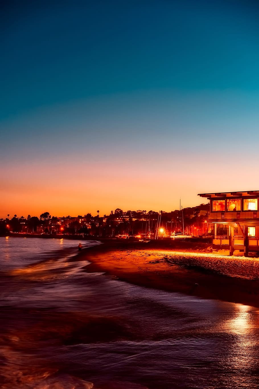 santa barbara, california, house, home, city, urban, sea, ocean, HD wallpaper
