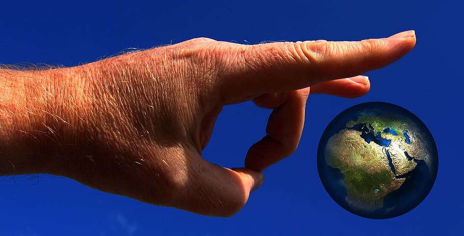 person's hand, Globe, World, Earth, Flick, flick off, apocalypse HD wallpaper