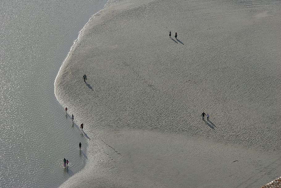 Ebb, Beach, Sand, Human, Sea, Brittany, normandy, rest, coast HD wallpaper