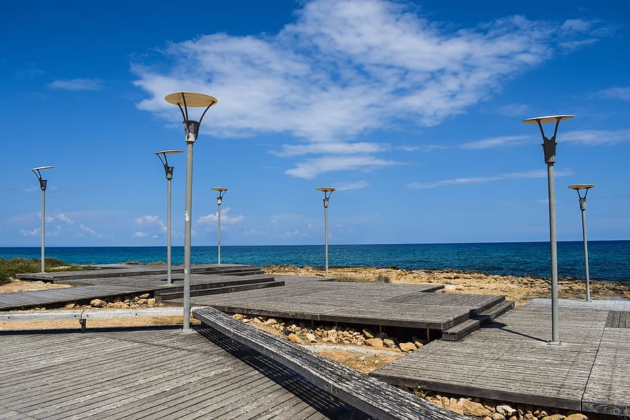 Deck, Dock, Wooden, Architecture, Quay, beach, protaras, cyprus HD wallpaper