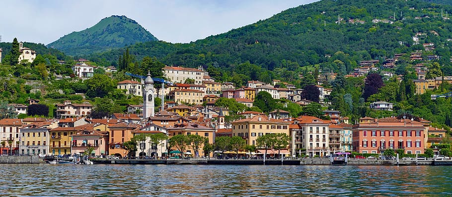 HD wallpaper: lake como, menaggio, panorama, skyline, cityscape, water ...