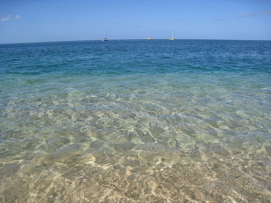 beach, crystal clear, hawaii, sea, water, sky, horizon over water HD wallpaper