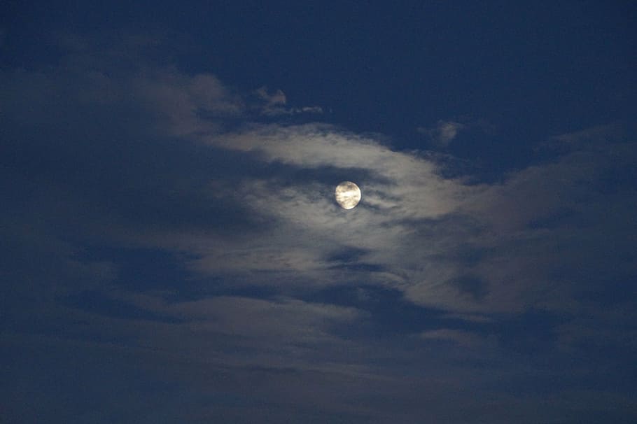 moon, full moon, moonlight, night, sky, evening, atmosphere HD wallpaper