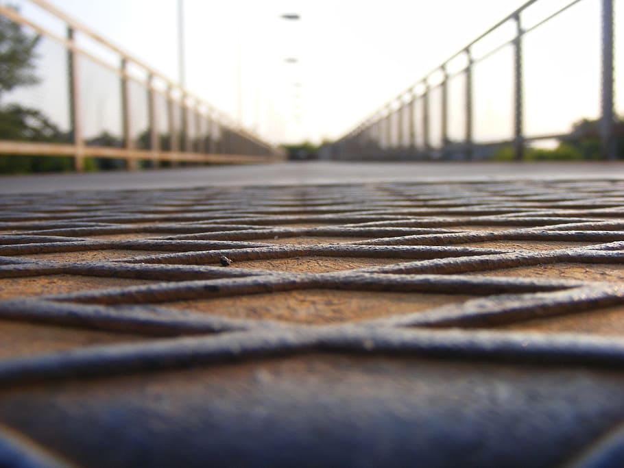 rusty, overpass, pedestrian, bridge, sky, deserted, metal, architecture HD wallpaper