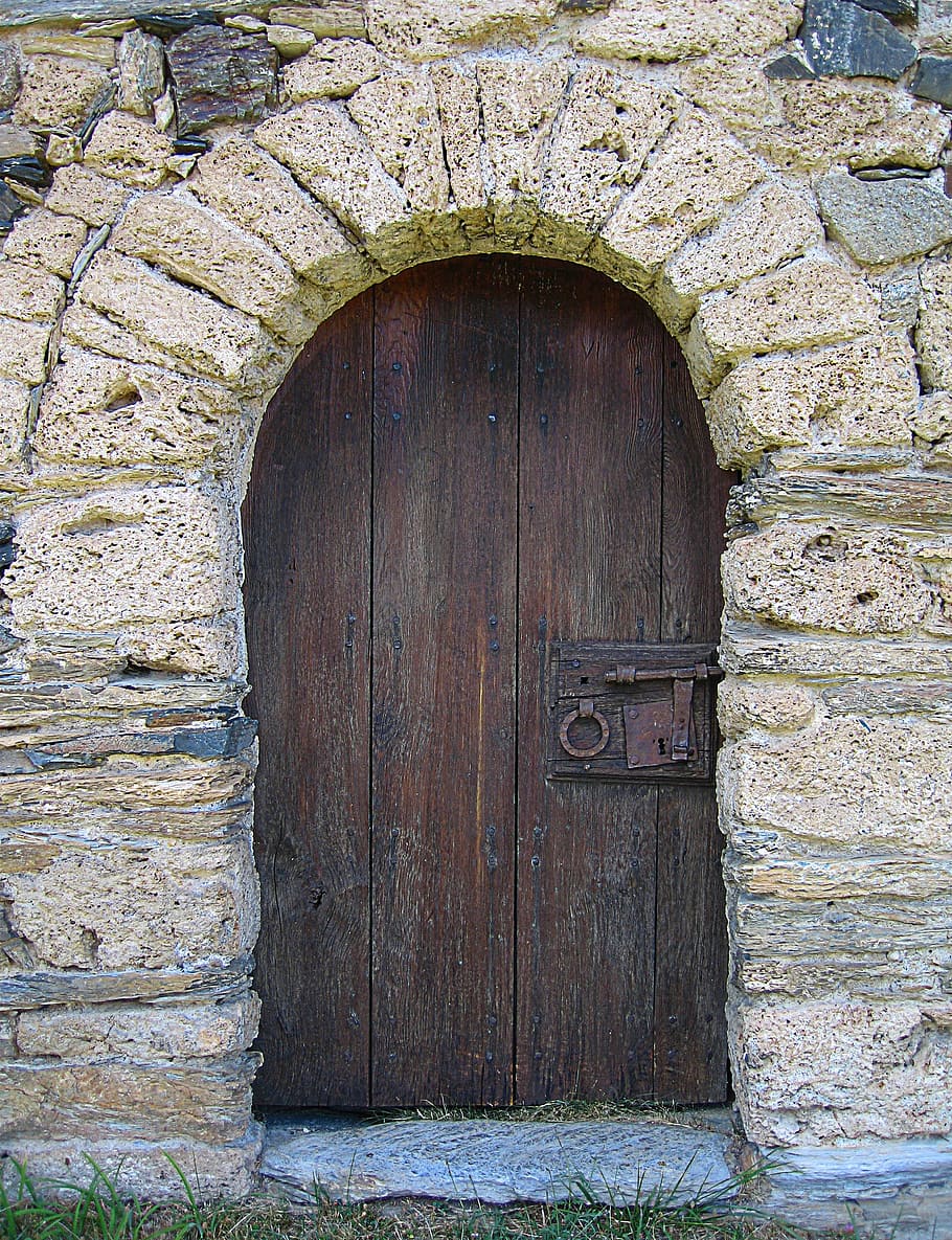 old door, wooden door, old wood, architecture, circular, bolt, HD wallpaper