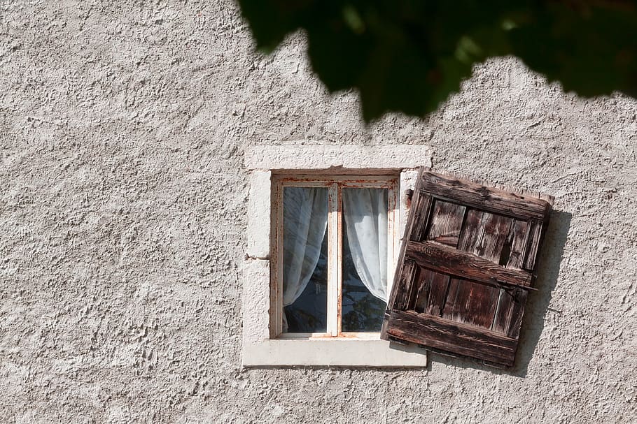 white wooden framed glass window at daytime, old, shutter, stone HD wallpaper
