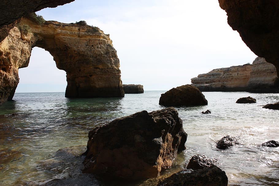 Cala, Rocks, Sea, Beach, Ocean, landscape, cliff, foam, rock - Object HD wallpaper