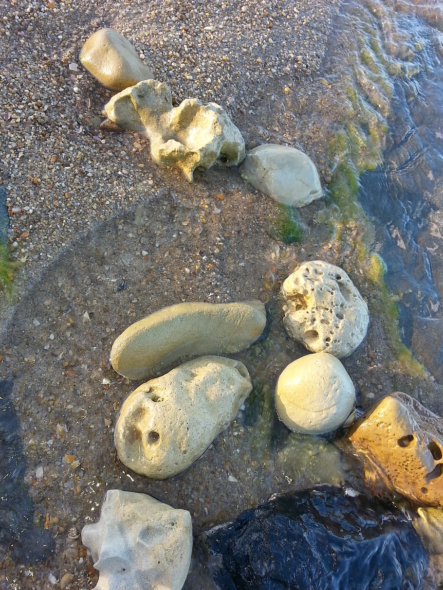 stones, water, mar, beach, sea, sand, pebble, nature, summer HD wallpaper