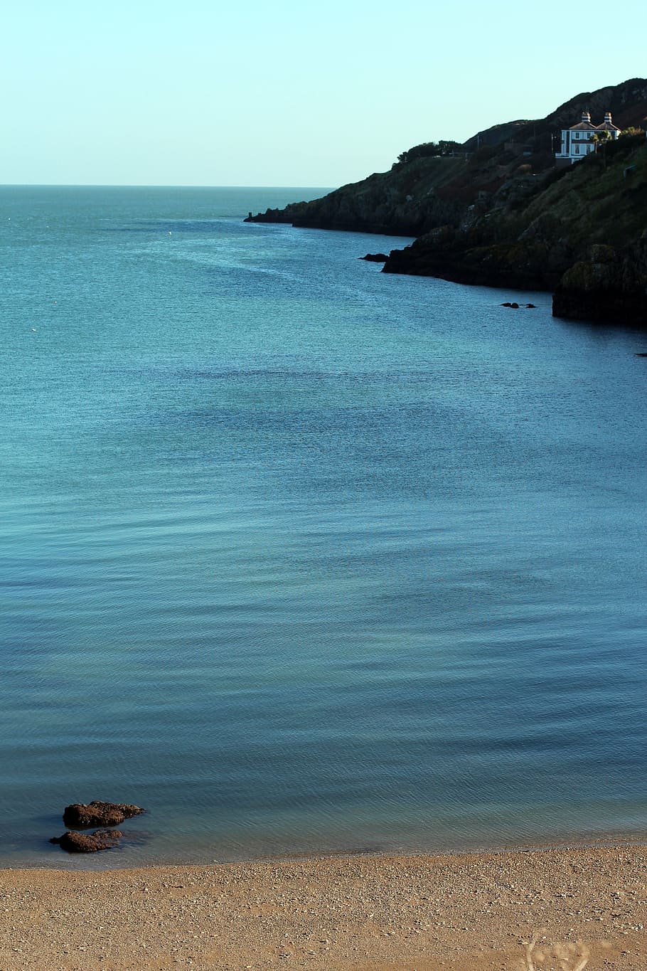 beach, lonely, alone, water, quiet, blue, rock, stone, surf HD wallpaper