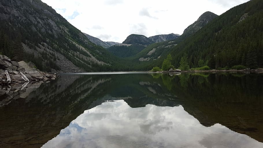 Reflections, mountain surrounded with body of water, lake, mountain range HD wallpaper