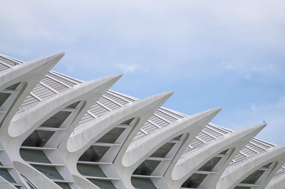 landscape of architectural building, white concrete building HD wallpaper